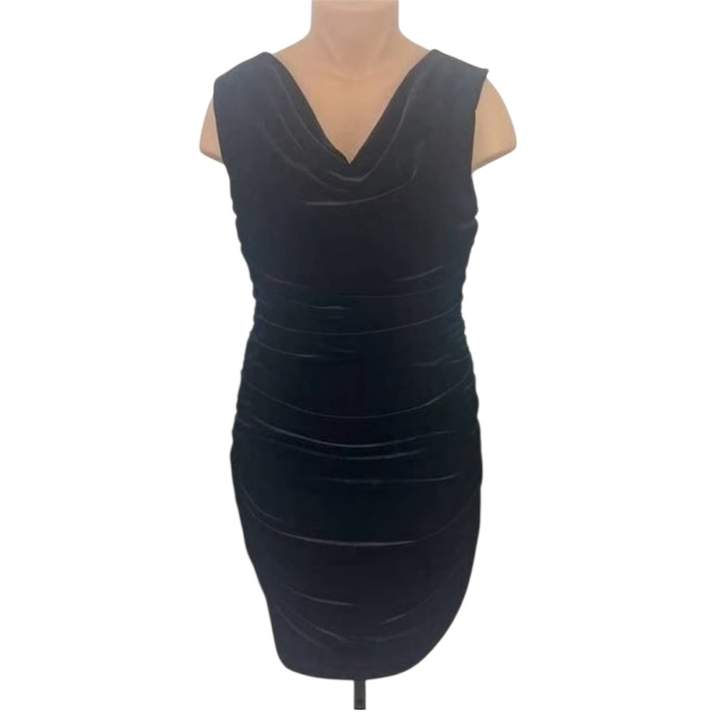 H&M Draped Neck 90s Y2K Cowl Little Black Coctail Dress Sleeveless Fitted Mini